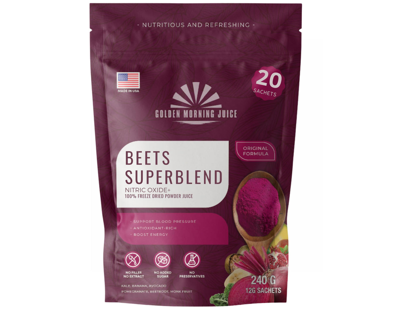Beets Superfoods Blended Powder Juice – Nitric Oxide Booster & Energy Blend