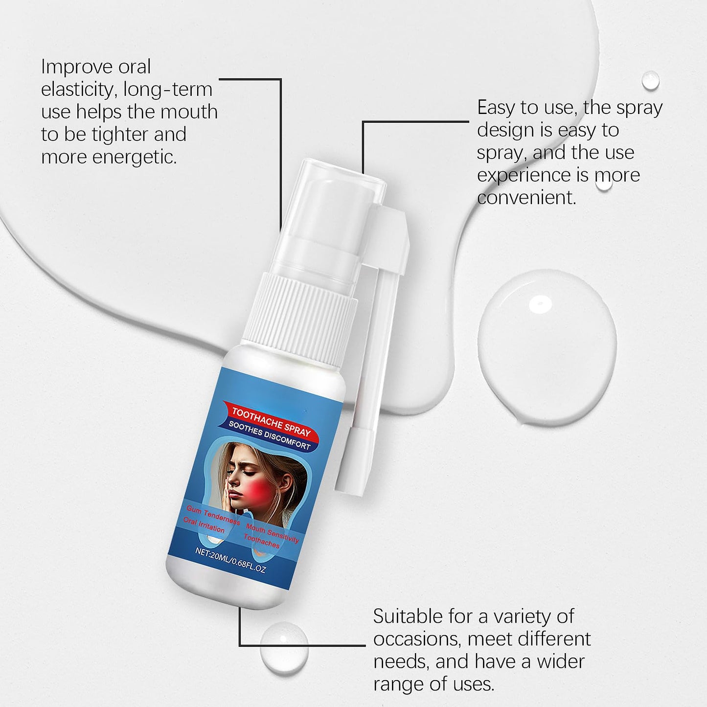 Befada Toothache Relief Spray – Soothes Gums Fast, Mint & Chamomile, 0.68 FL OZ