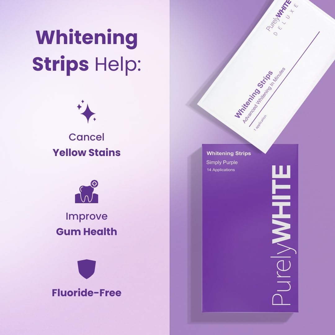 PurelyWHITE Purple Whitening Strips – Peroxide-Free, Enamel Safe (28 Strips)