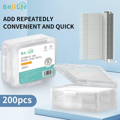 200 Dental Floss Picks - 2-Box Bejilife Dispenser Kit | Travel-Friendly