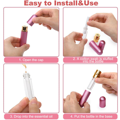Bekith 8-Color Empty Essential Oil Nasal Inhalers – Refillable Aromatherapy Tubes (20 Wicks)