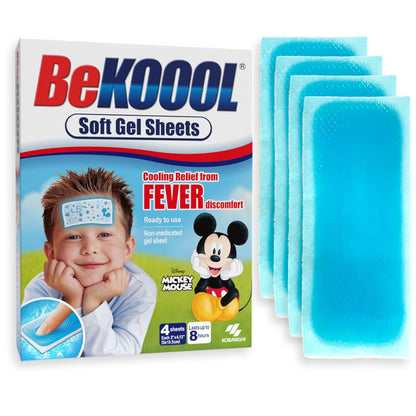 BeKOOOL Kids Gel Sheets for Fever Relief | Soft Cooling Gel Sheets (4 Count)