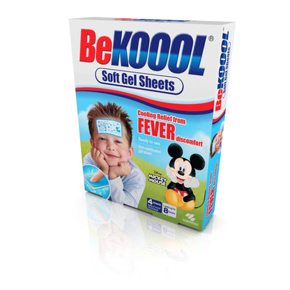 BeKOOOL Kids Gel Sheets for Fever Relief | Soft Cooling Gel Sheets (4 Count)