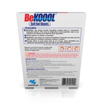 BeKOOOL Kids Gel Sheets for Fever Relief | Soft Cooling Gel Sheets (4 Count)