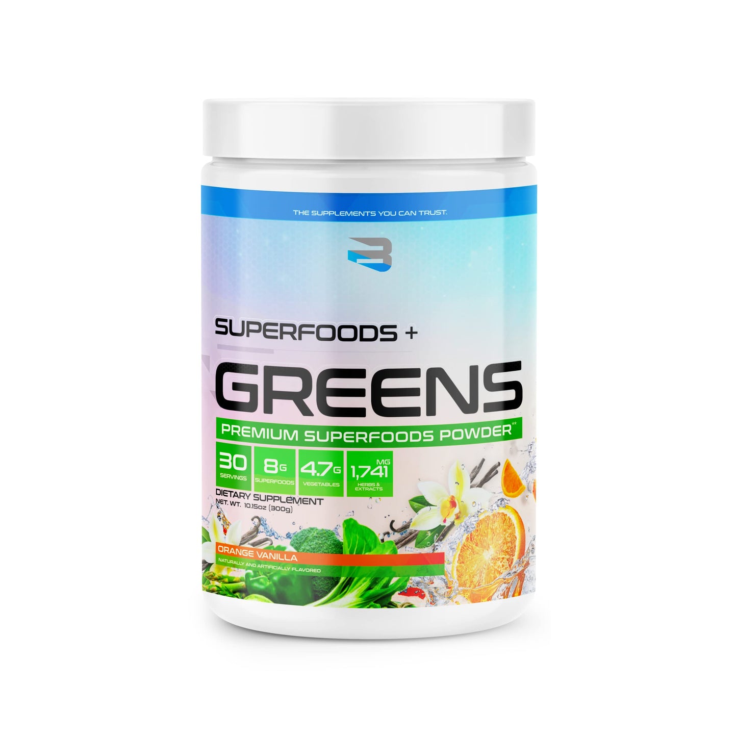 Believe Supplements Superfoods+Greens (Orange Vanilla) - Immune Support & Greens Powder