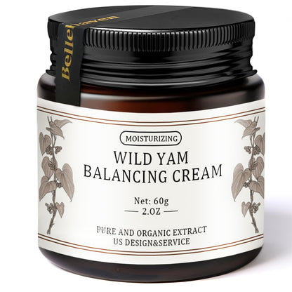 BelleHaven Wild Yam Cream — Plant-Based Daily Skincare for Mature Skin (Menopause), Lavender Scent, 2oz / 60g