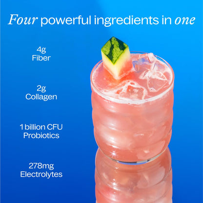 Belli Welli Fiber Supplement – Organic Acacia, Collagen, Probiotics (Watermelon)