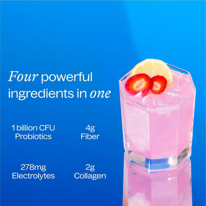 Belli Welli Daily Fiber Packets – Collagen, Probiotics & Electrolytes | Strawberry Lemonade 10ct