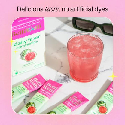 Belli Welli Daily Fiber Packets – Watermelon, Collagen, Probiotics & Electrolytes | 10 Count