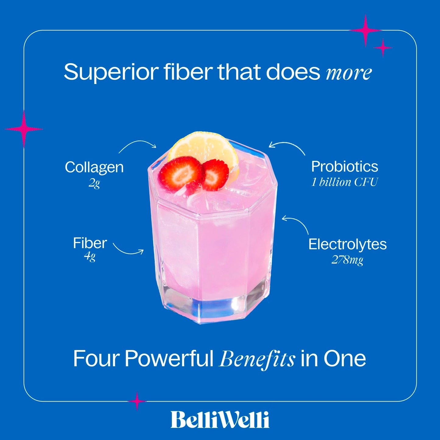 Belli Welli Fiber Supplement – Strawberry Lemonade (Organic Acacia)