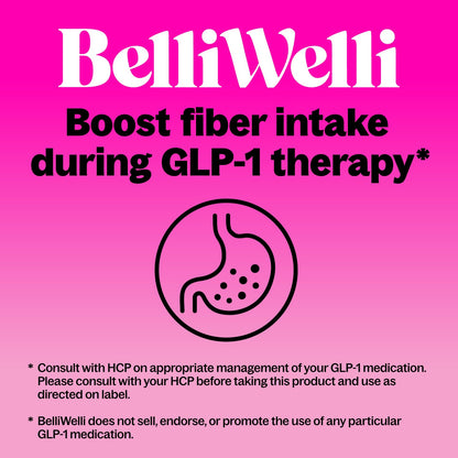 Belli Welli Fiber Supplement for Women & Men – Organic Acacia Fiber + Collagen, Electrolytes & Probiotics | Cherry Limeade