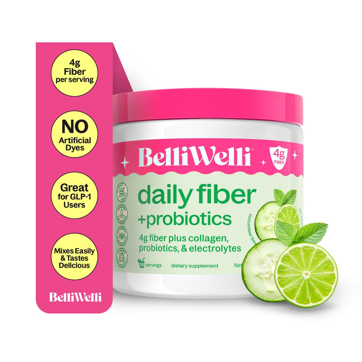 Belli Welli Fiber Supplement – Organic Acacia, Collagen & Probiotics