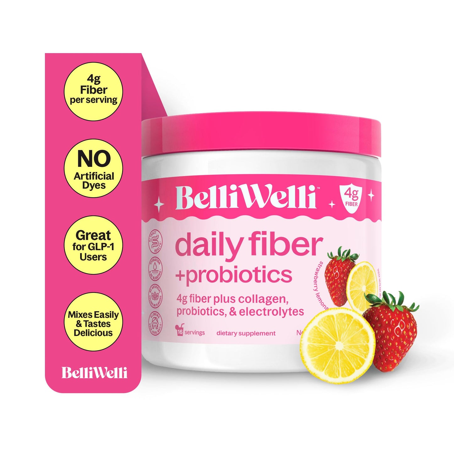 Belli Welli Fiber Supplement – Strawberry Lemonade (Organic Acacia)
