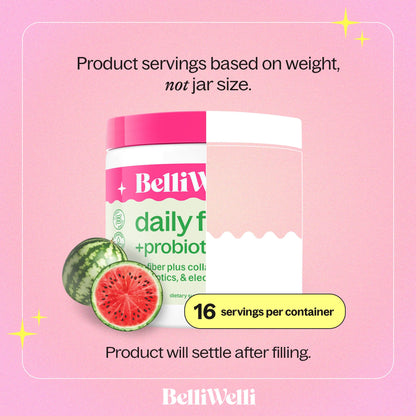 Belli Welli Fiber Supplement – Organic Acacia, Collagen, Probiotics (Watermelon)