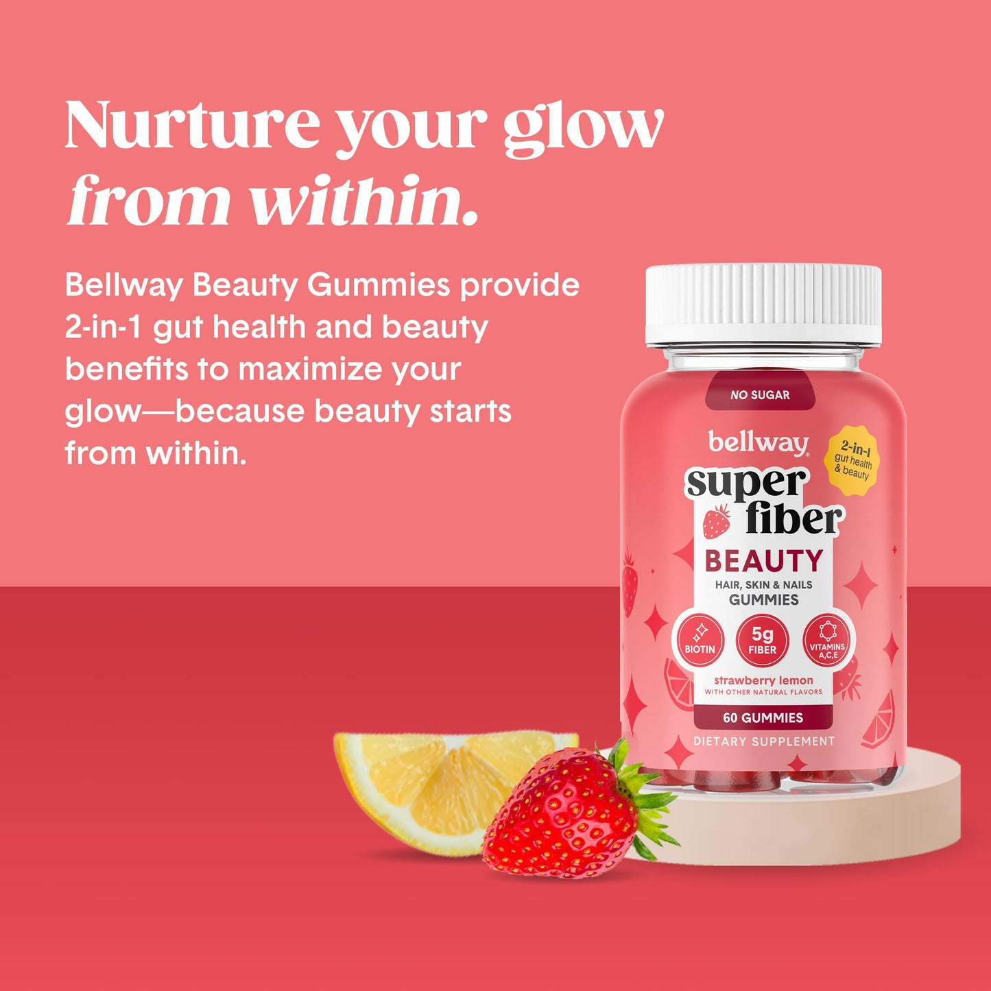 Bellway Super Fiber Gummies + Beauty – Sugar Free Fiber with Biotin