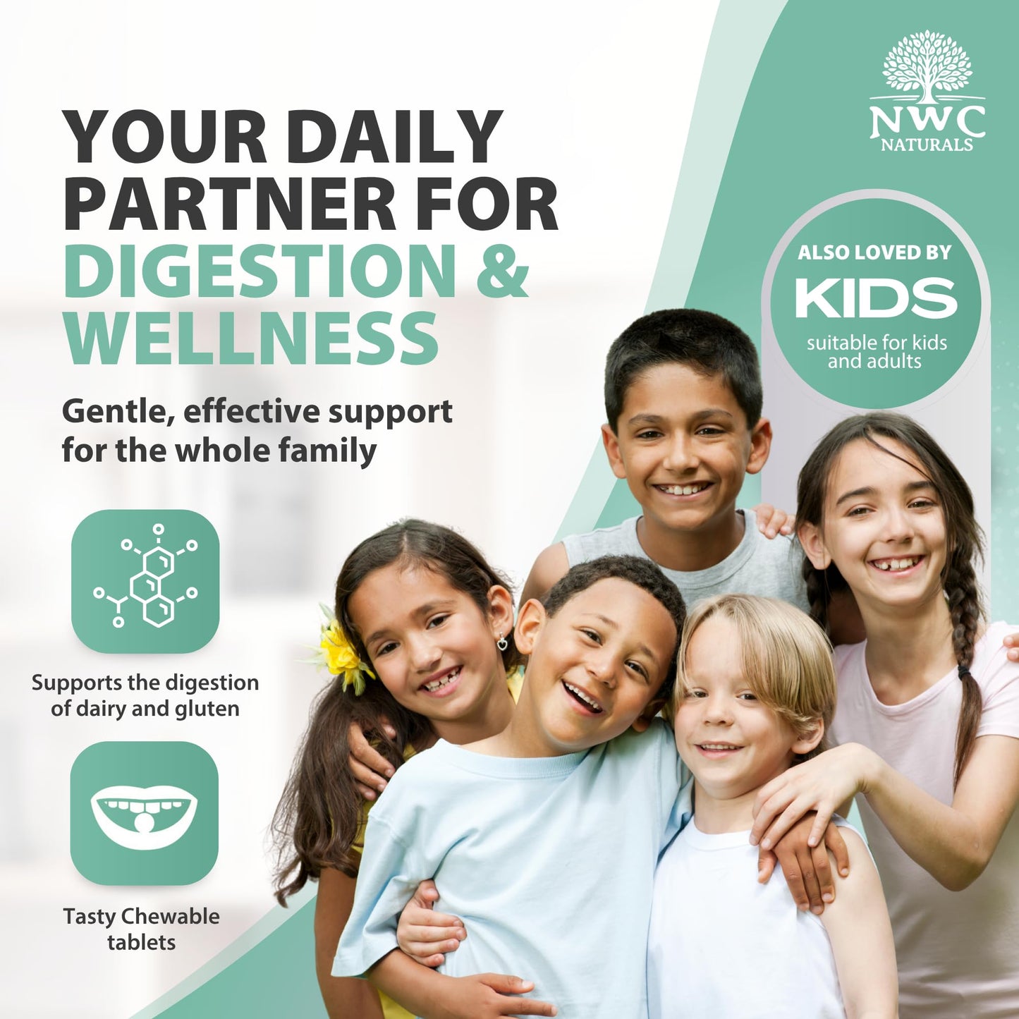 Belly-Ease Digestive Enzymes + Probiotics | NWC Naturals | 180 Chewables