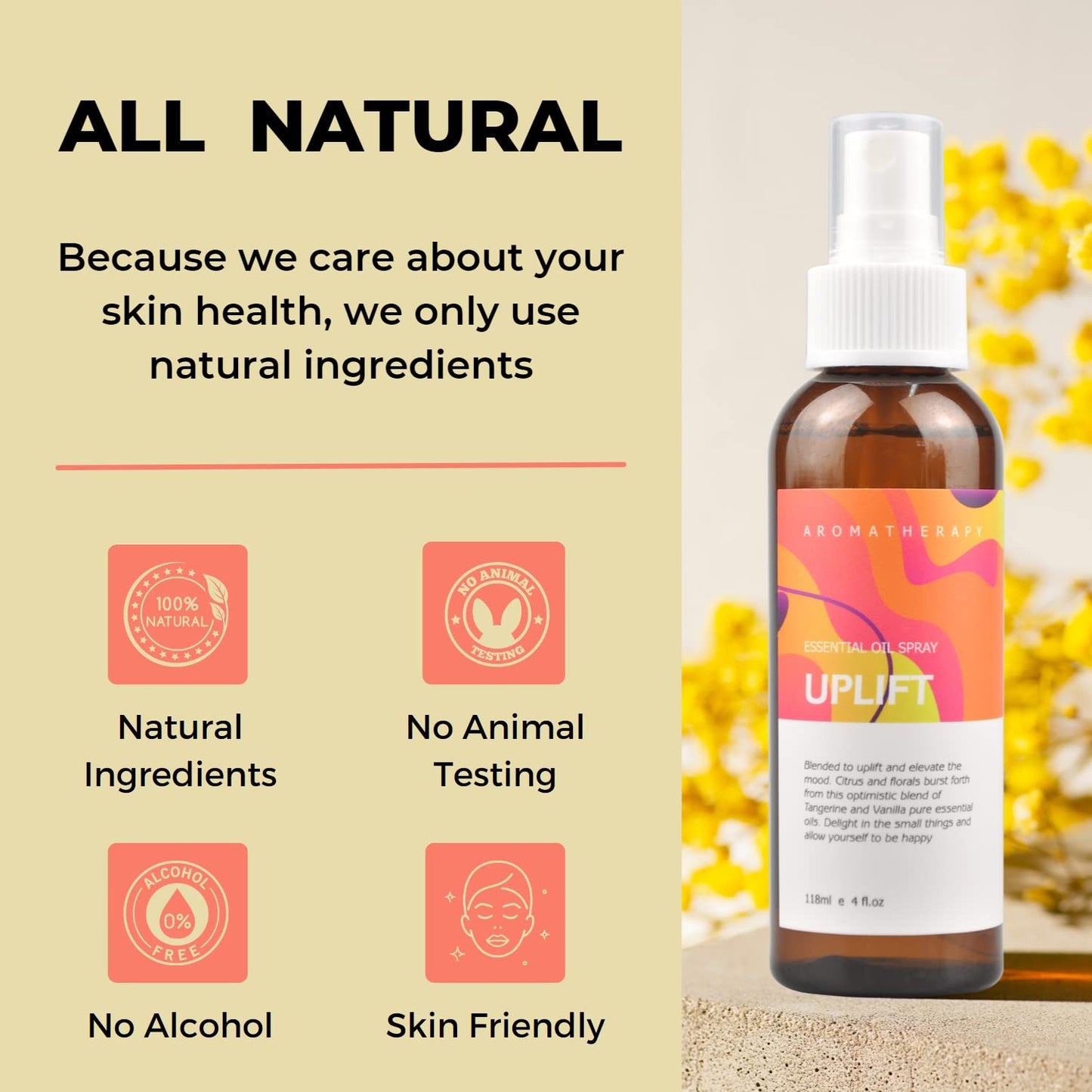 Benatu Citrus Vanilla Essential Oil Spray – Multi-Use Uplift for Body, Hair & Linen (4 fl oz)