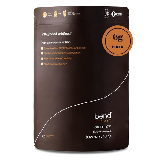 Bend Beauty Gut Glow | Daily Prebiotic Fiber Supplement Powder w/Tremella Mushroom Exract | Digestive Gut Health | 6g of Soluble Fiber per Serving | 100% Organic, Vegan, Sugar Free Fiber | Unflavored BritishVita | Premium UK Vitamins & Wellness Supplements