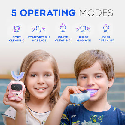 Bendi Kids U-Shaped Electric Toothbrush – 2-7 yrs, 360° Mouthguard, 5 Modes, Travel-Friendly Blue