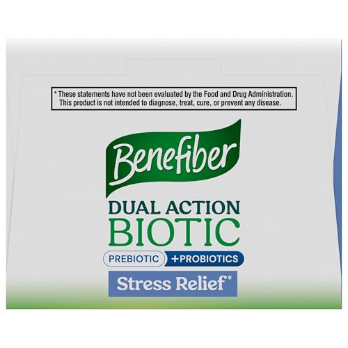 Benefiber Dual Action Biotic Plus Stress Relief – 18 Count Stick Packs | Digestive Health & Calm