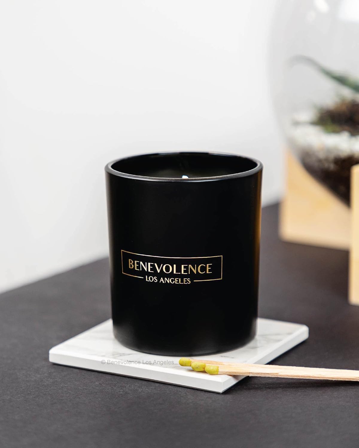 Benevolence LA Bergamot & Jasmine Christmas Scented Candles - 8oz Soy Candle (45 Hour Burn) | Black Home Fragrance