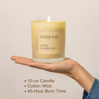 Birthday Magic Scented Candle – 10 oz, 40-50 Hour Burn | Champagne & Cake | Gifts for Women