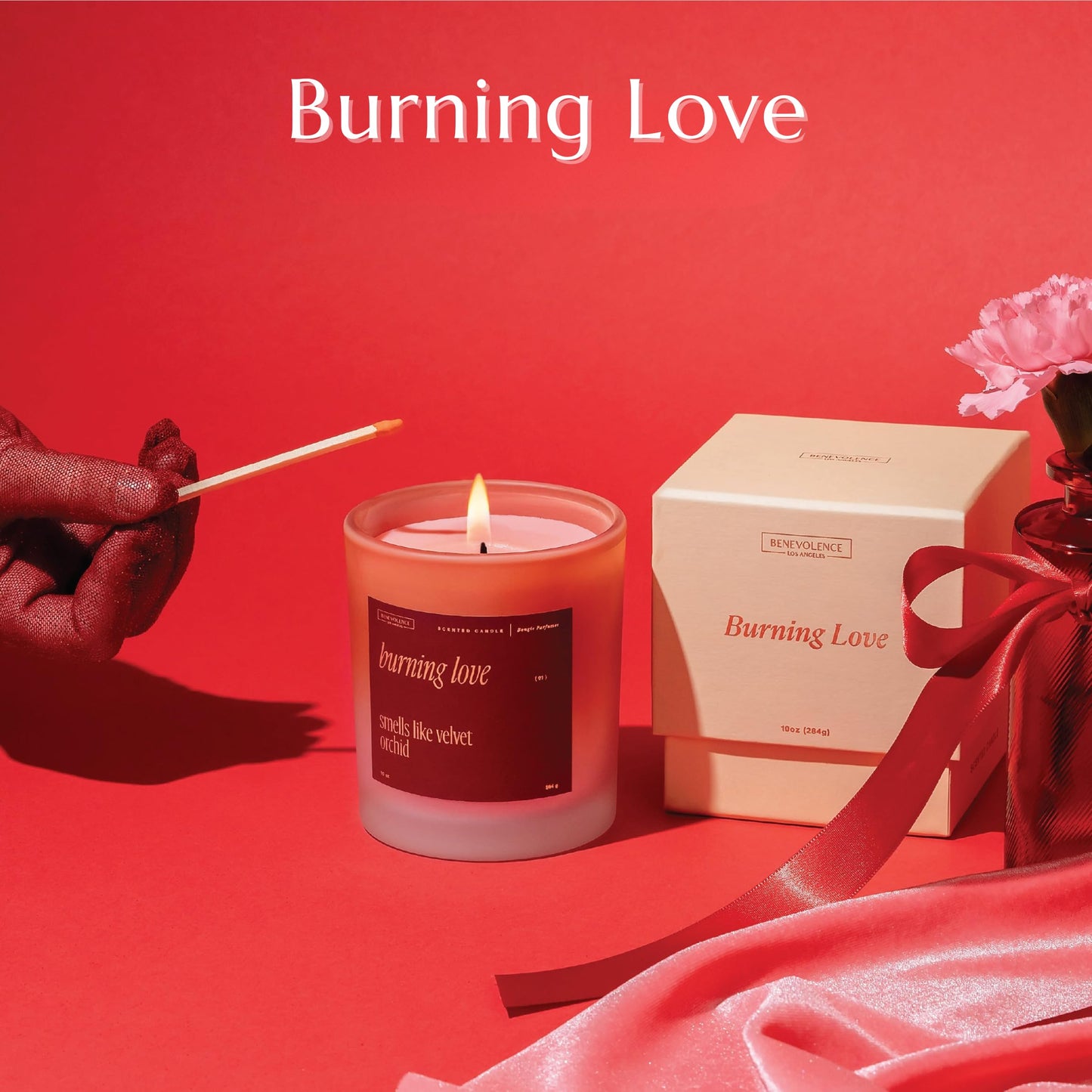 Benevolence LA Burning Love Scented Candles | 10 oz, 40-50 Hour Burn, Love Candle for Women | Romantic Gifts for Women and Men | Gift for Husband, Wife, Girlfriend | Fall Candles - Velvet Orchid