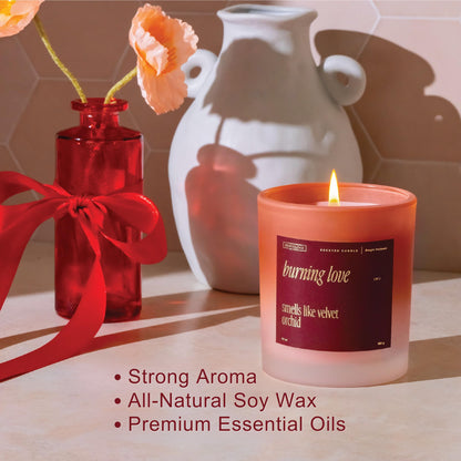 Benevolence LA Burning Love Scented Candles | 10 oz, 40-50 Hour Burn, Love Candle for Women | Romantic Gifts for Women and Men | Gift for Husband, Wife, Girlfriend | Fall Candles - Velvet Orchid