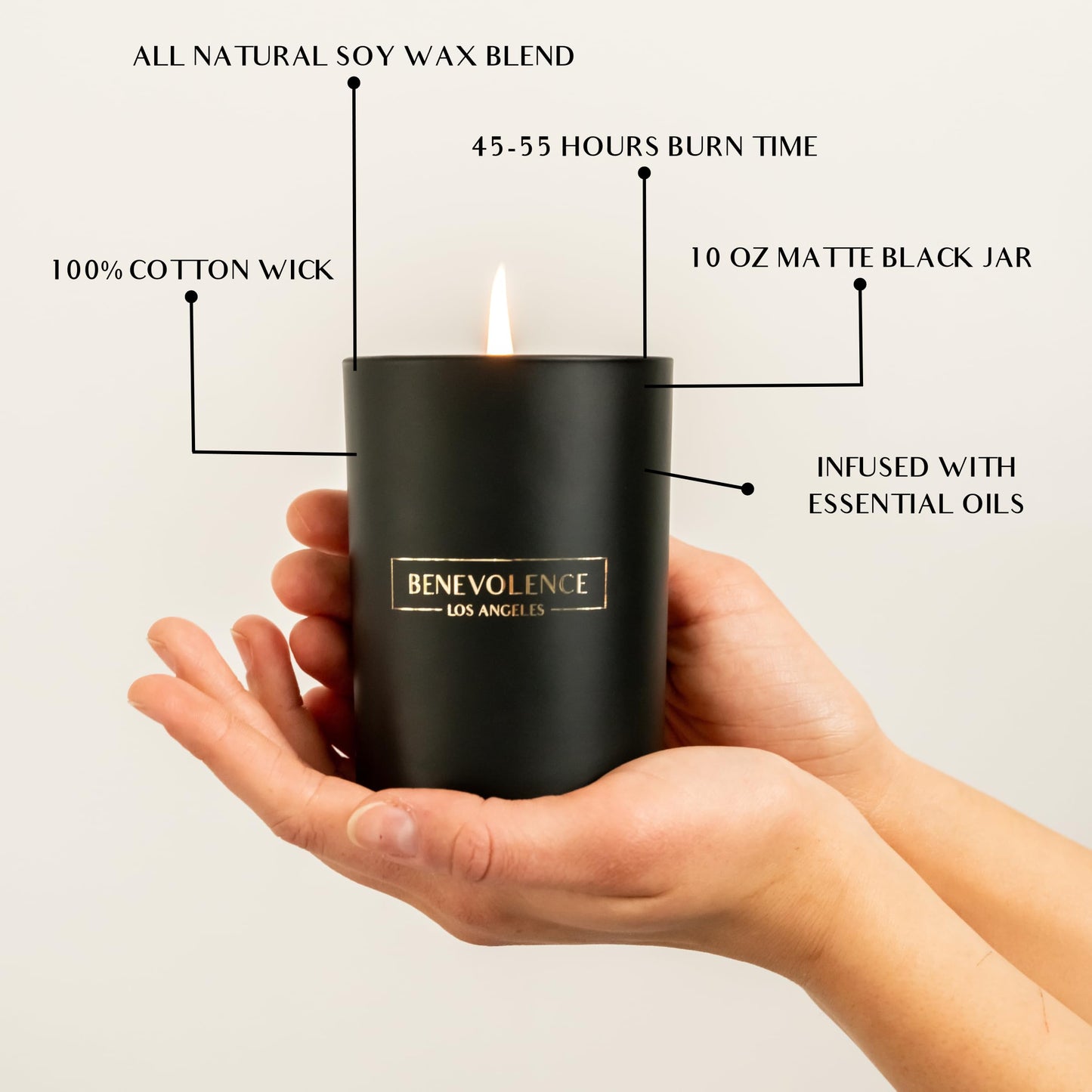 Benevolence LA Charcoal Scented Candle - 10oz Soy Wax, Black Home Candle