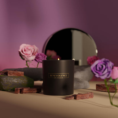 Benevolence LA Clearance Candle – Rose & Sandalwood | 6oz Soy Candle | Matte Black Vessel | Home Fragrance