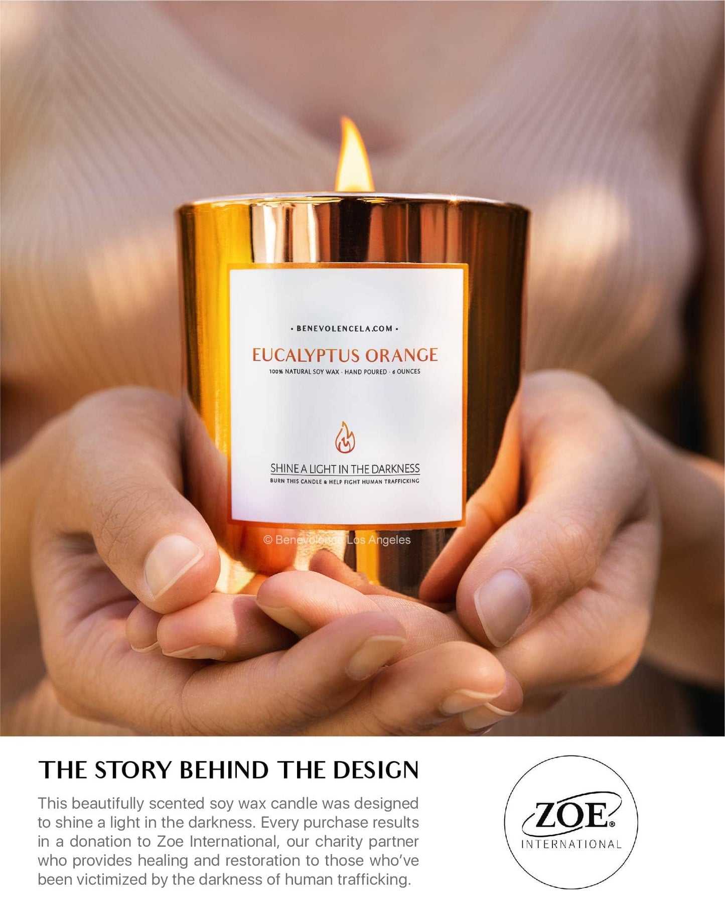 Benevolence LA Eucalyptus Orange Wood Wick Candle | 8oz, 45 Hour Burn