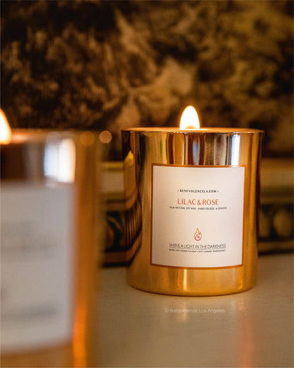Benevolence LA Lilac & Rose Wood Wick Candle – 8oz Soy Christmas Candle, 45 Hour Burn
