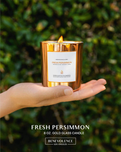 Benevolence LA Persimmon Wood Wick Soy Candles - 8oz, 45 Hour Burn