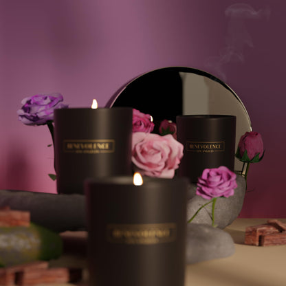 Benevolence LA Rose & Sandalwood Soy Candle – 8oz, 45h Burn | Holiday Home Fragrance