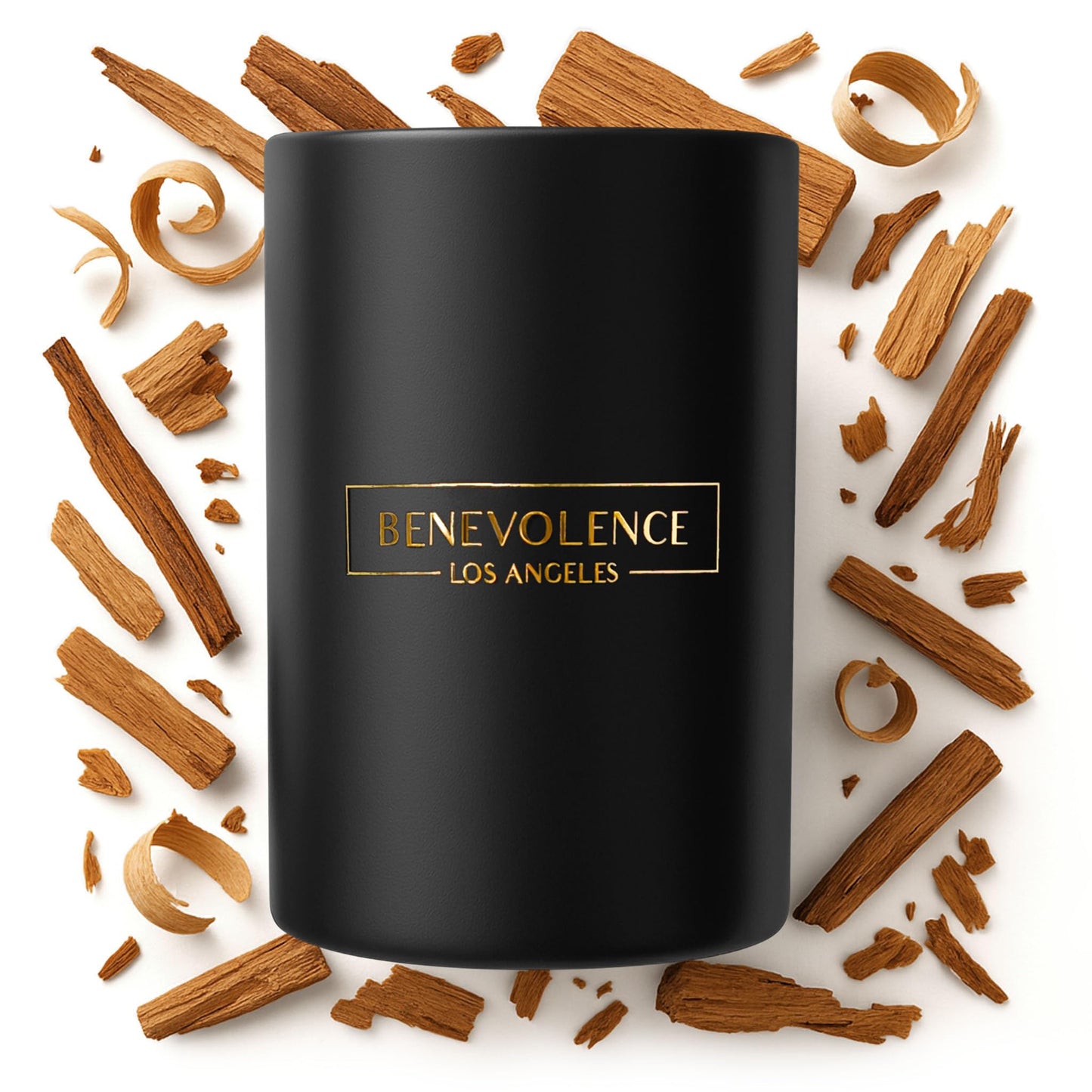 Benevolence LA Santal Scented Candle | 10oz Soy Christmas Candle – Luxury Black Candle for Home & Gifts