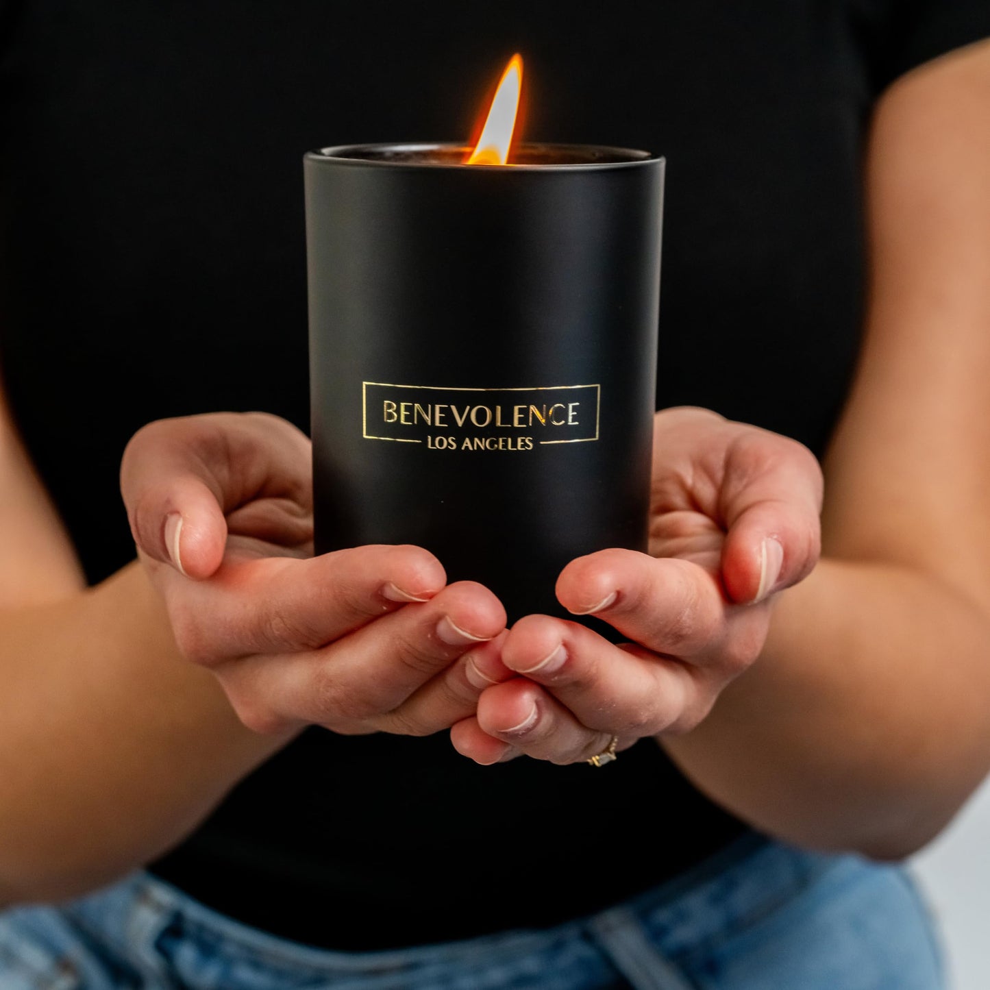 Benevolence LA Santal Scented Candle | 10oz Soy Christmas Candle – Luxury Black Candle for Home & Gifts