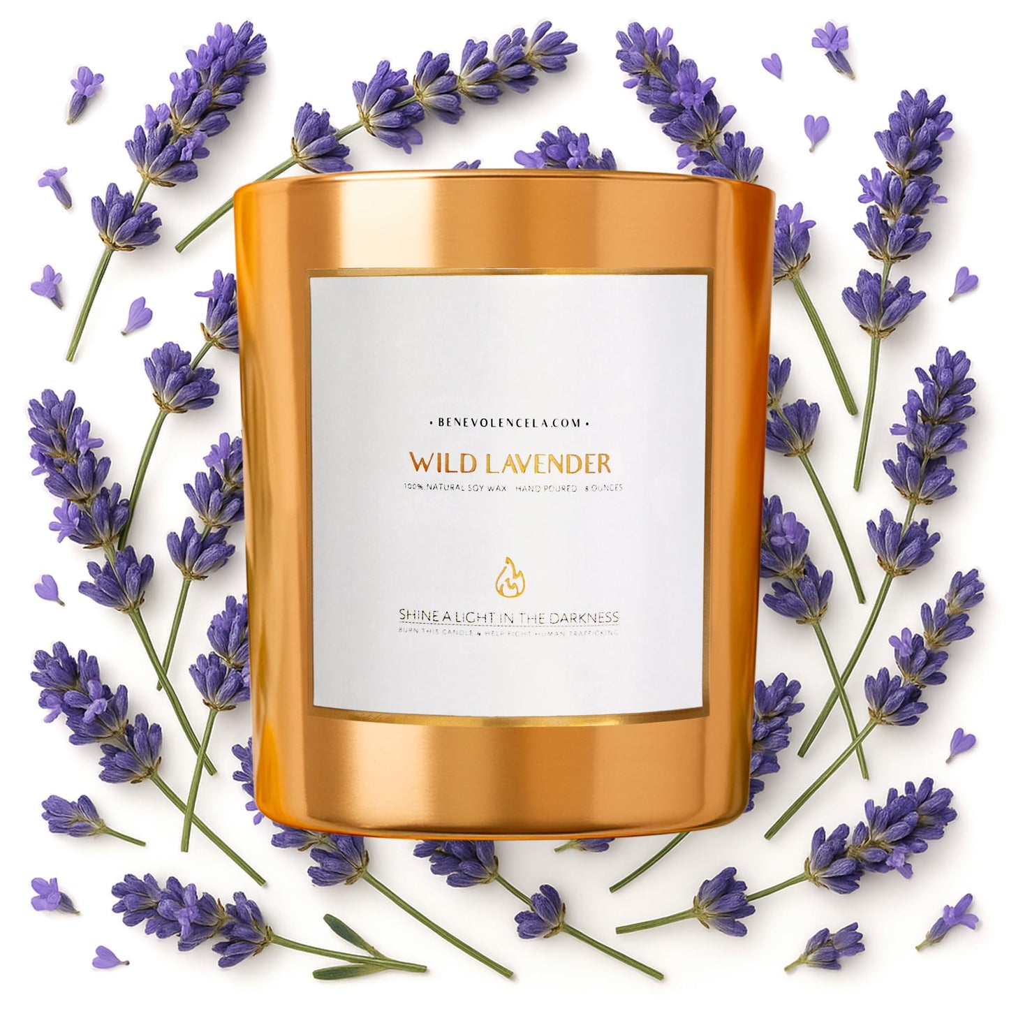 Benevolence LA Wild Lavender Wood Wick Candle – 8oz Soy Christmas Scented Candle