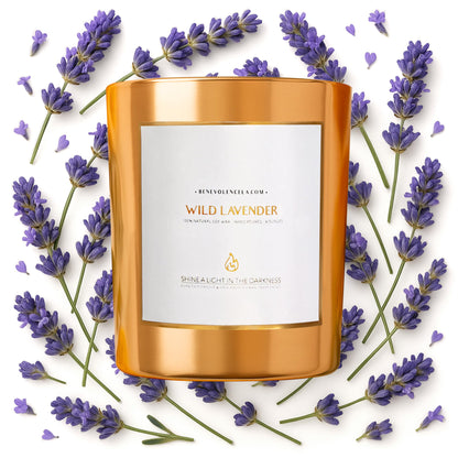 Benevolence LA Wild Lavender Wood Wick Candle – 8oz Soy Christmas Scented Candle