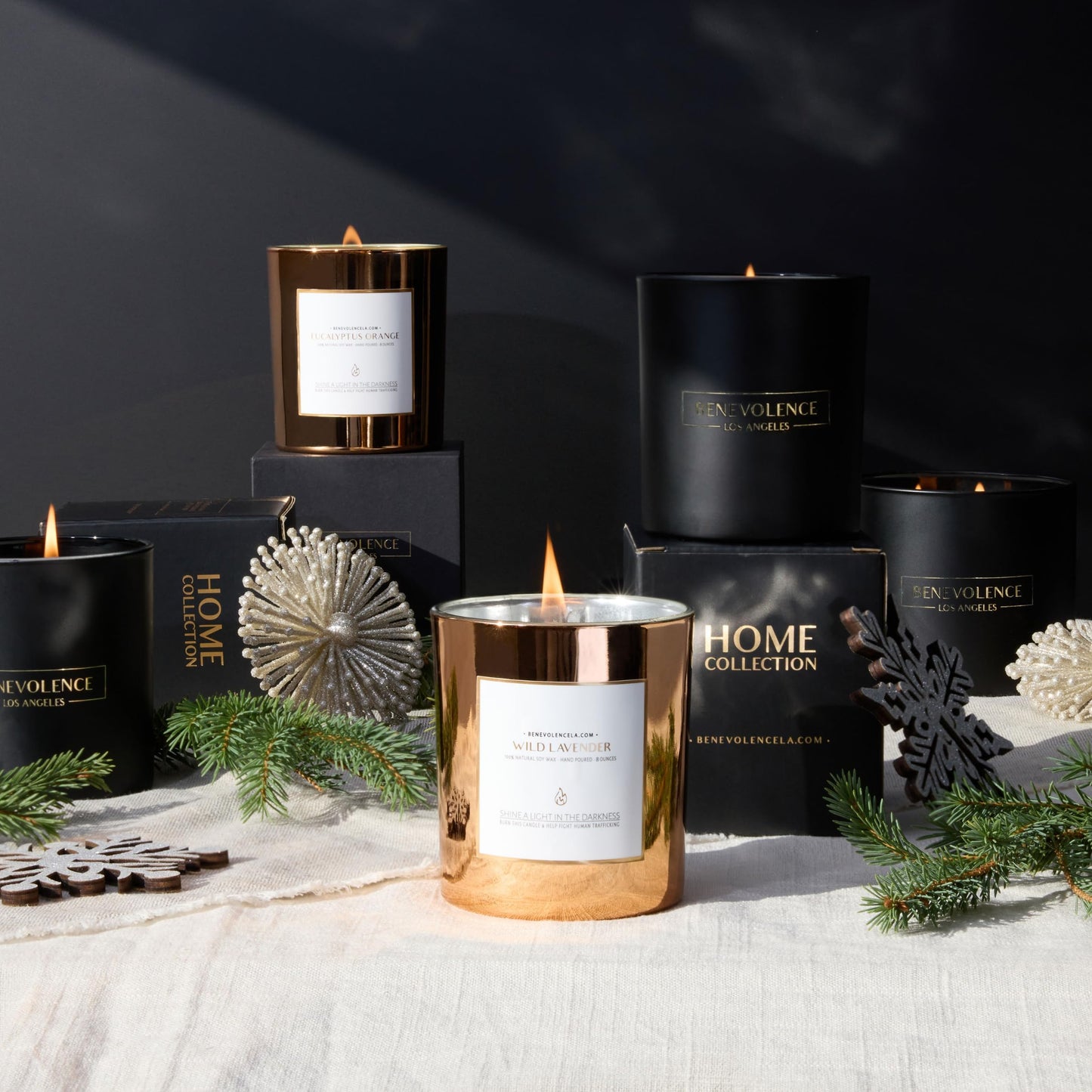 Benevolence LA Wild Lavender Wood Wick Candle – 8oz Soy Christmas Scented Candle