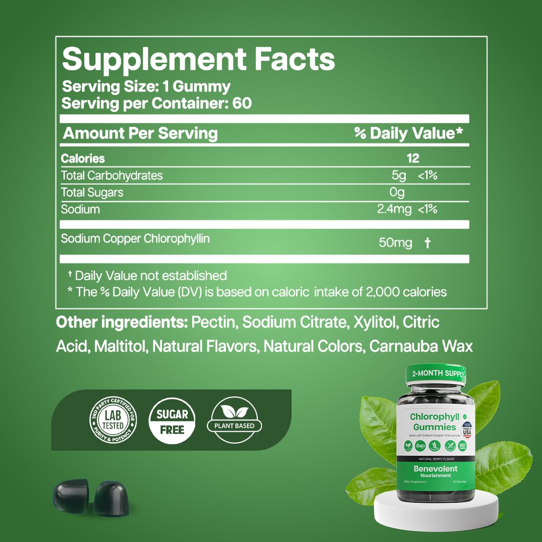 Chlorophyll Gummies – Detox & Immune Support, Sugar-Free | 60 Count