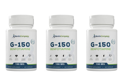 Benfocomplete Benfotiamine 150 mg – 120 Gelatin Capsules per Bottle | Pack of 3 Bottles