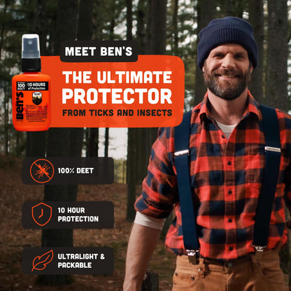 Ben's 100 Tick & Insect Repellent - Alcohol-Free DEET, 10 Hours Protection, 1.25 fl oz (Pack of 4)