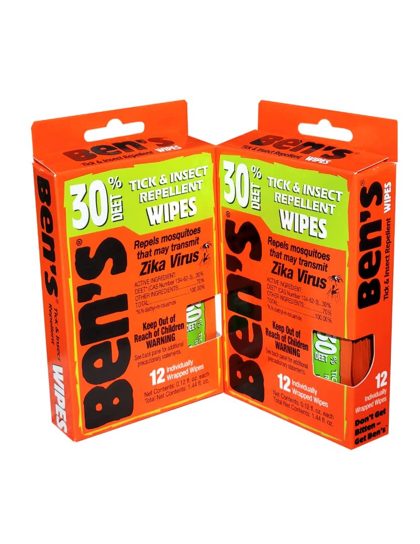 Ben's 30% Deet Mosquito & Tick Field Wipes – 24 Pack