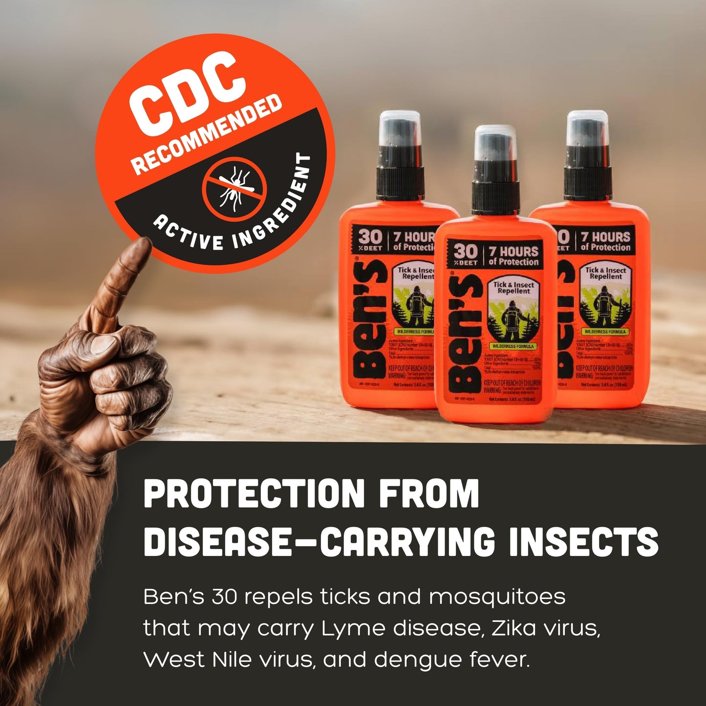 Ben's Tick & Insect Repellent - Travel-Size 30% DEET Bug Spray - 7 Hours Protection - Fragrance-Free - 3.4 oz (4 Pack)