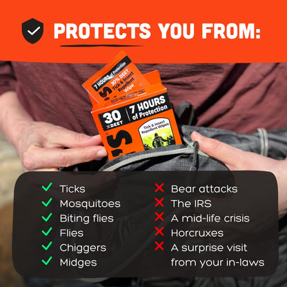 Ben's Tick & Insect Repellent Wipes - 30% DEET, Up to 7 Hours Protection - Alcohol- & Fragrance-Free | 12 Wipes (4 Pack)