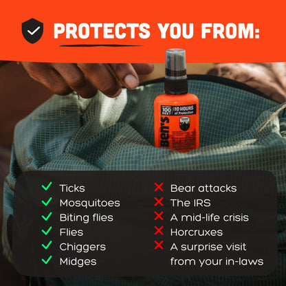 Ben's 100 Tick & Insect Repellent - Alcohol-Free DEET, 10 Hours Protection, 1.25 fl oz (Pack of 4)