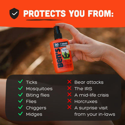 Ben's Tick & Insect Repellent - Travel-Size 30% DEET Bug Spray - 7 Hours Protection - Fragrance-Free - 3.4 oz (4 Pack)