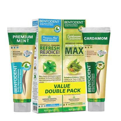 Bentodent Calcium Bentonite Toothpaste – Fluoride Free, SLS Free, Mint & Cardamom (Family Pack)
