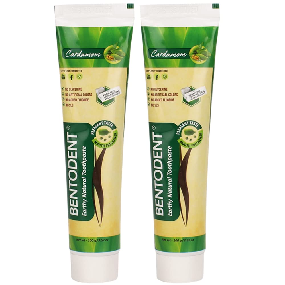 Bentodent Natural Toothpaste Cardamom 2-Pack for the Whole Family – SLS & Fluoride Free