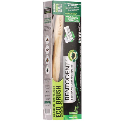 Bentodent Fluoride-Free Charcoal Toothpaste with Bentonite Clay | Natural Vegan Whitening